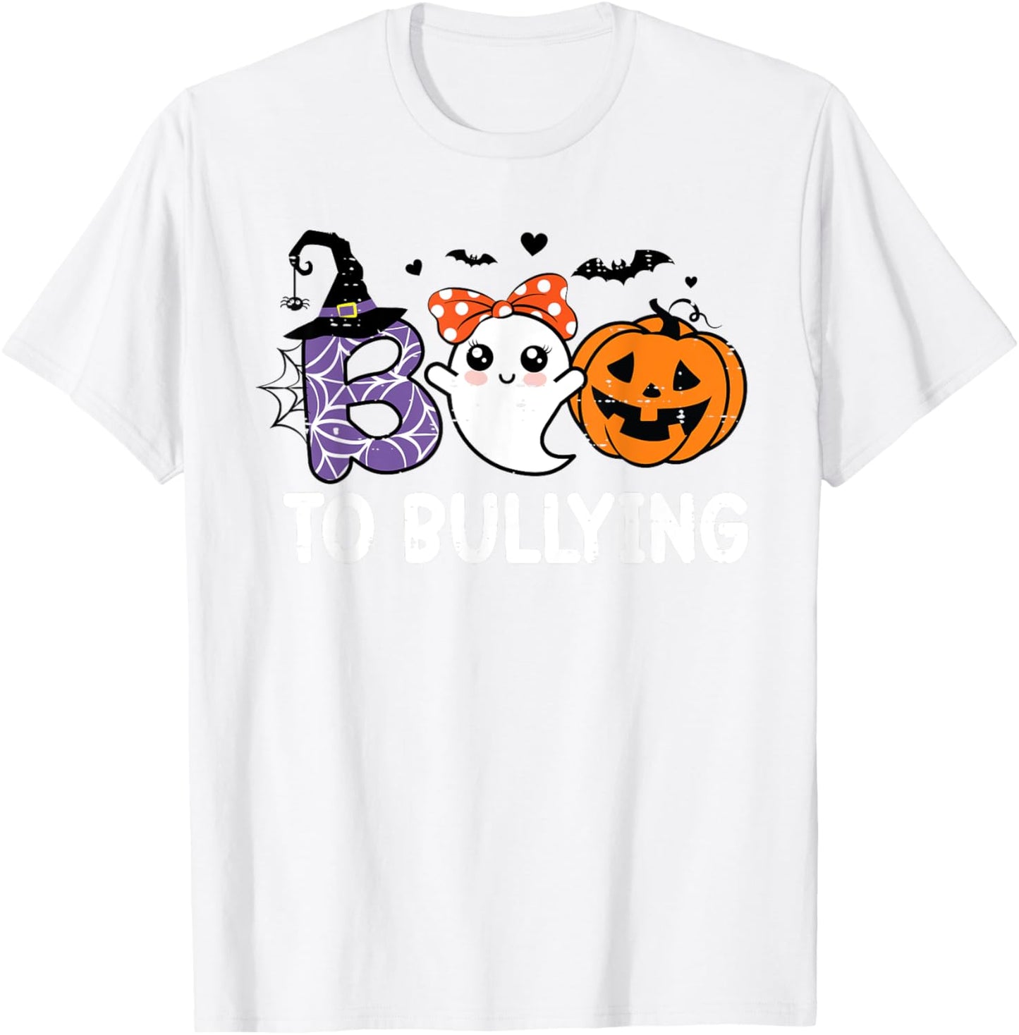 Boo To Bullying Ghost Pumpkin Anti Bullying Unity Day Orange T-Shirt - T-Shirt | White