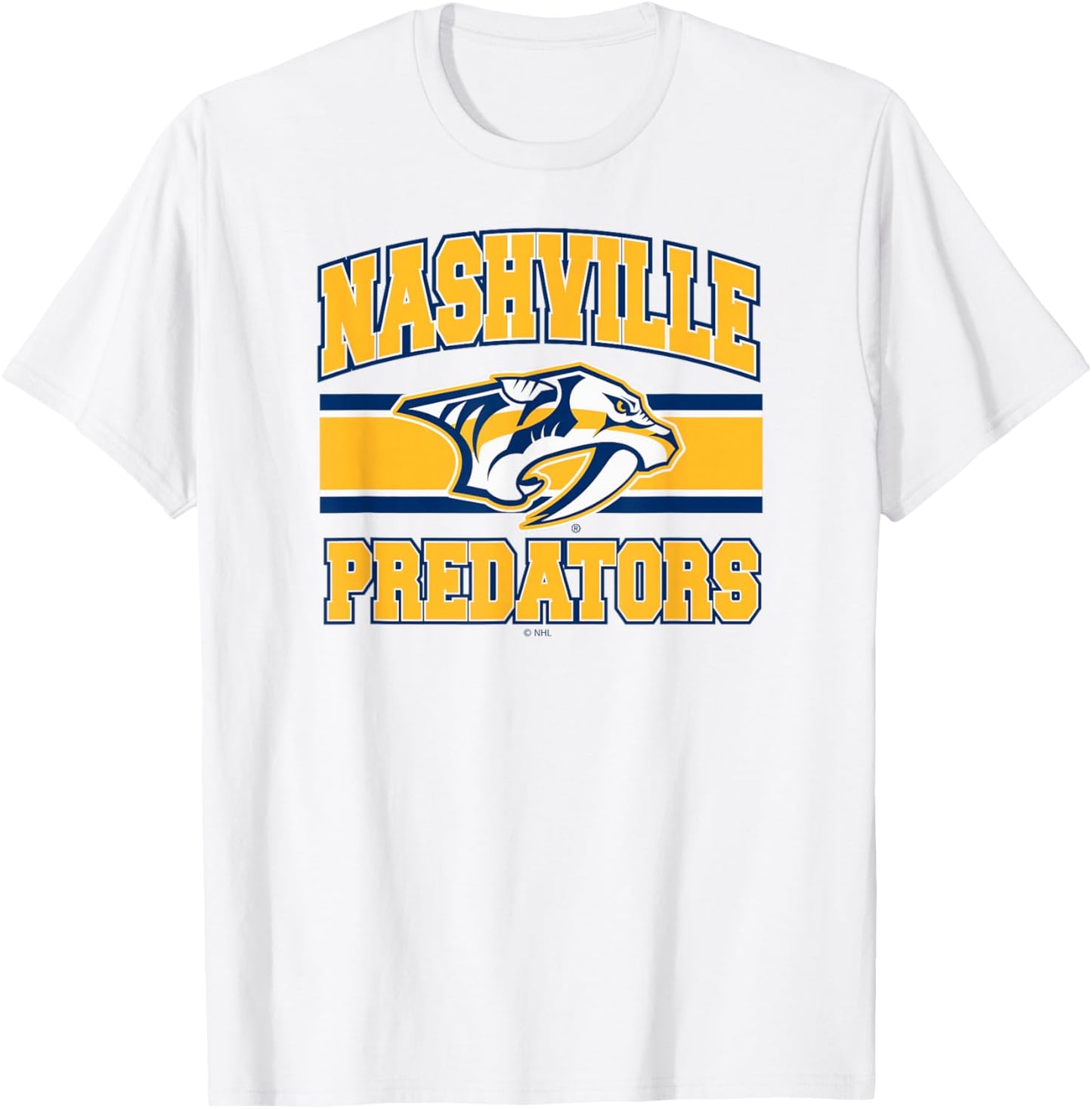 Nashville Predators Stripe Gray Officially Licensed T-Shirt - T-Shirt | White