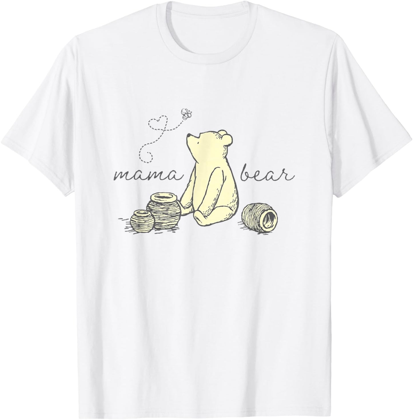 Disney Winnie the Pooh Mama Bear Cute Pooh Big Chest Logo T-Shirt - T-Shirt | White