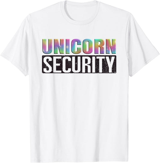 Halloween Mom Dad Daughter Costume White Unicorn Security T-Shirt - T-Shirt | White