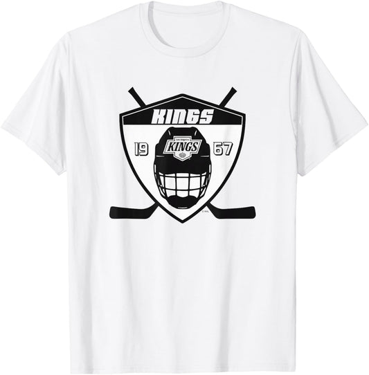 Los Angeles Kings Shield Gray Officially Licensed T-Shirt - T-Shirt | White