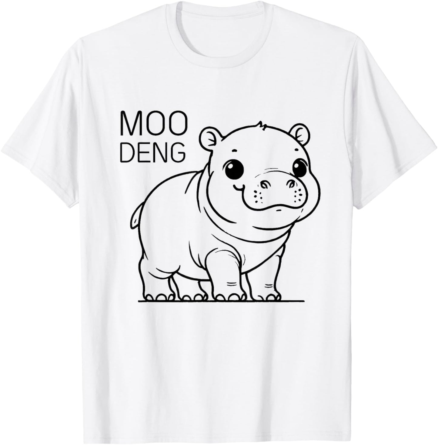 Moo-Deng Famous Baby Pygmy Hippo Minimalist Animal Art T-Shirt - T-Shirt | White