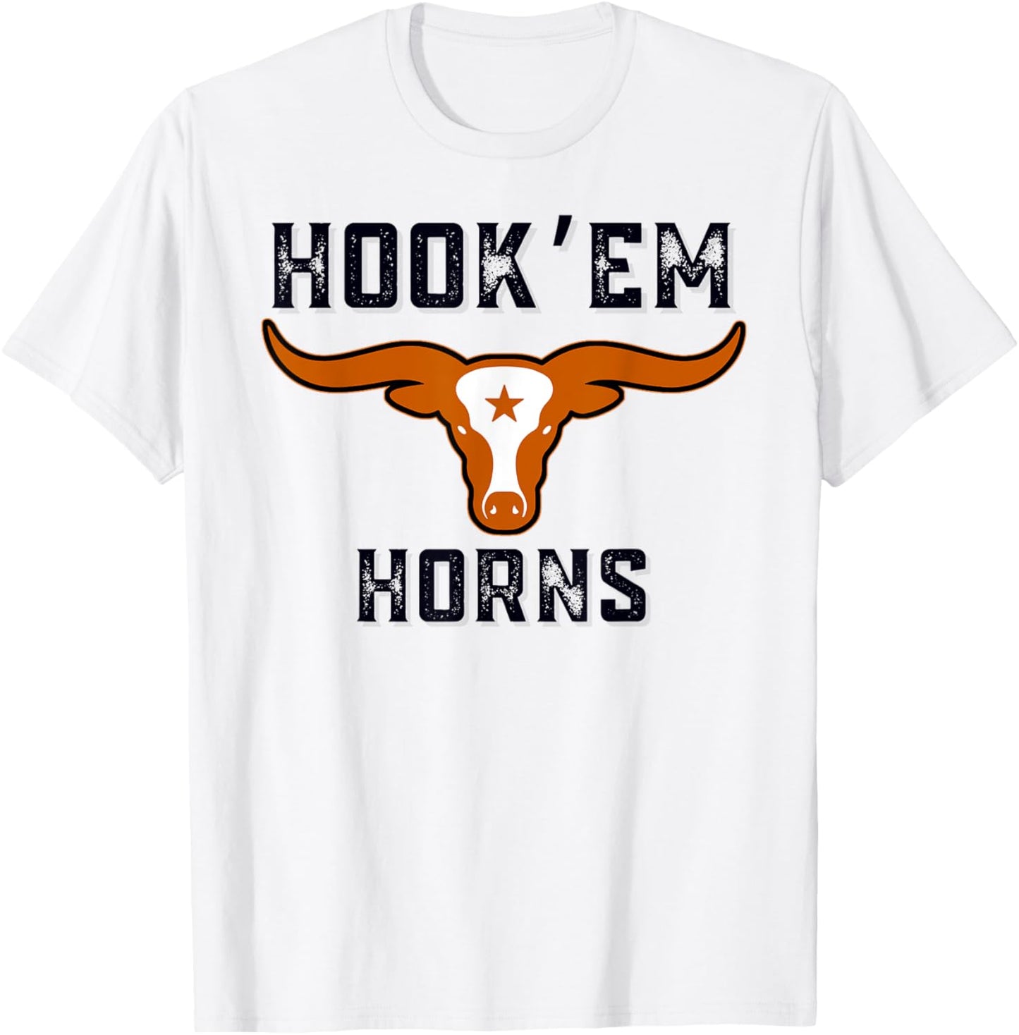 Hook'em Horns Bull from Tex and Burnt orange T-Shirt - T-Shirt | White