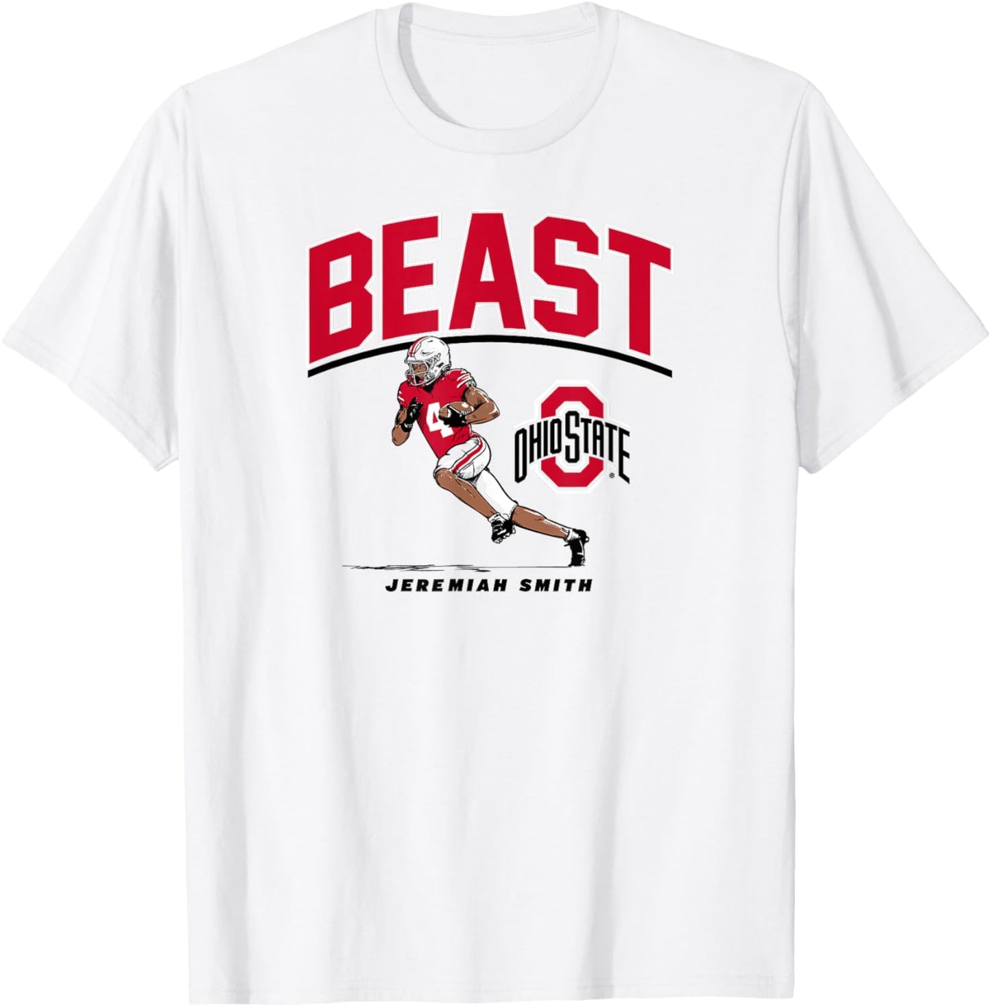 Jeremiah Smith - Beast (Gray) - Ohio State Football T-Shirt - T-Shirt | White