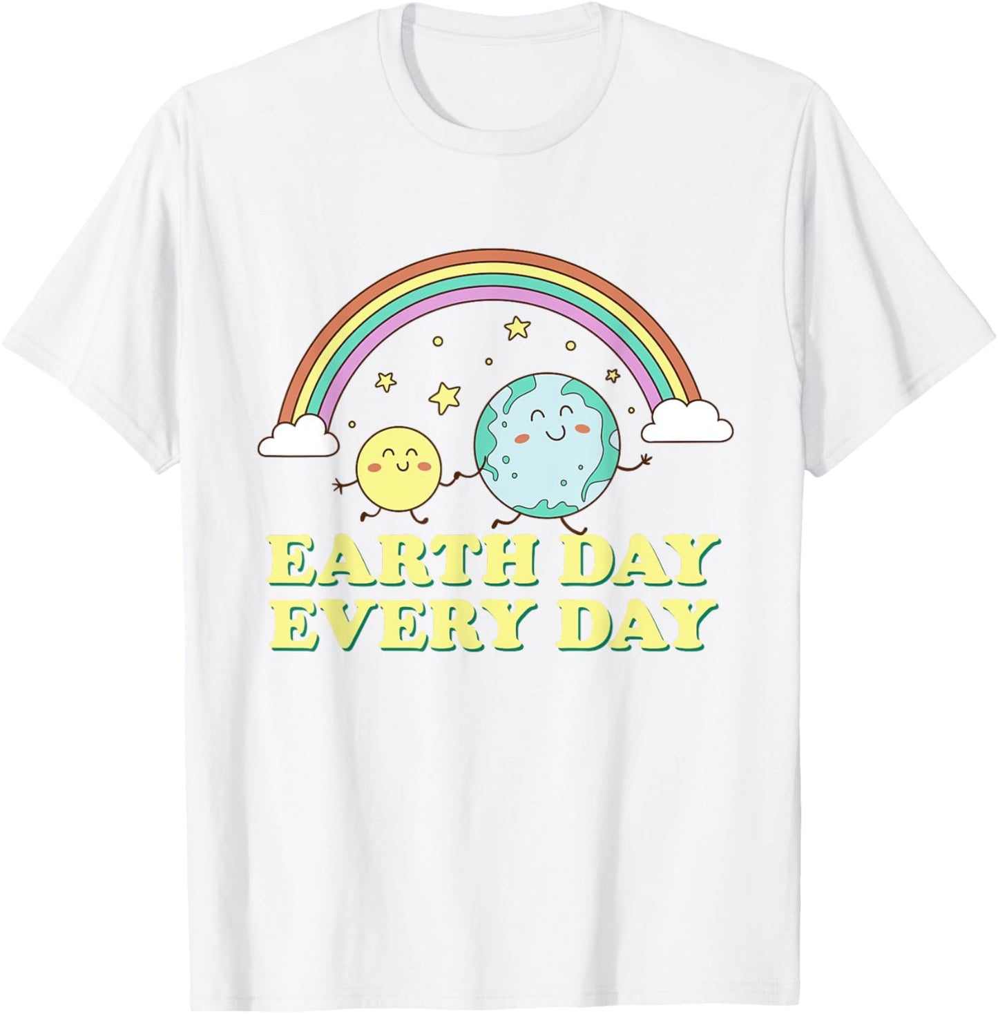 Earth Day Every Day Rainbow Globe Save the Planet T-Shirt - T-Shirt | White