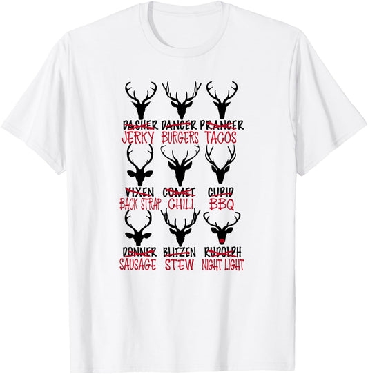 Funny Deer Hunting Santa's Reindeer T-Shirt - T-Shirt | White