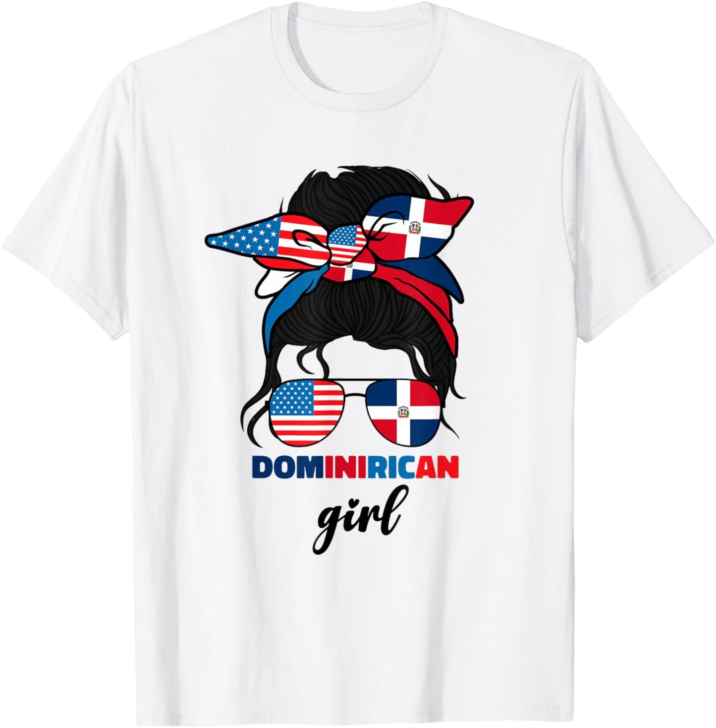 Half Dominican And American Dominicana Republic Flag Girl T-Shirt - T-Shirt | White