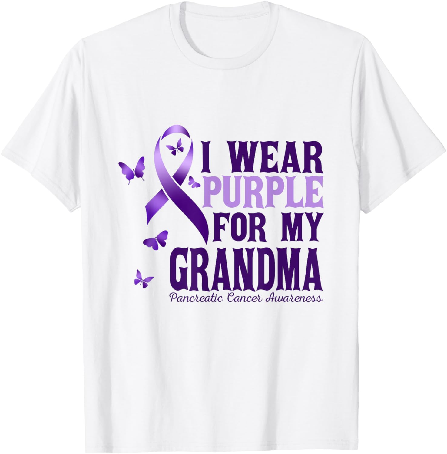 I Wear Purple For My Grandma Pancreatic Cancer Awareness T-Shirt - T-Shirt | White