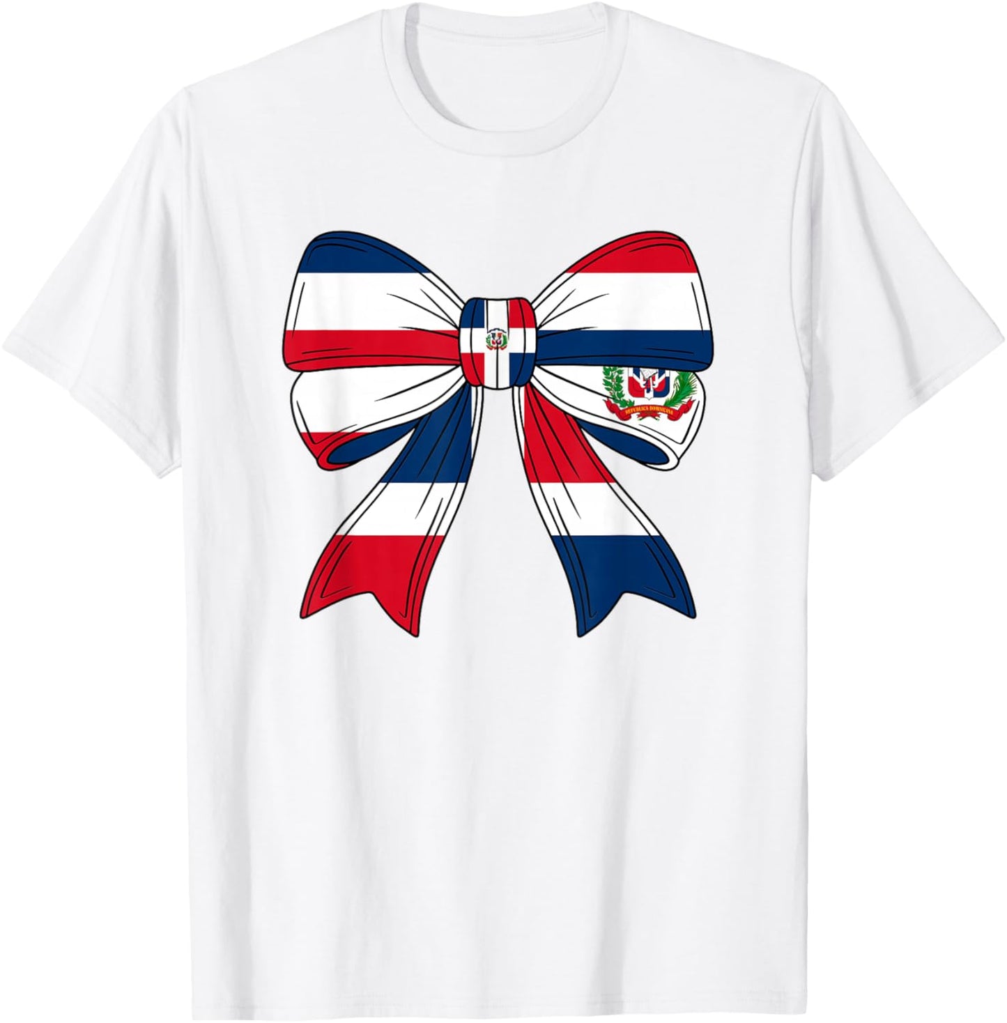 Dominican Girl Women Republica Dominicana Flag Coquette Bow T-Shirt - T-Shirt | White