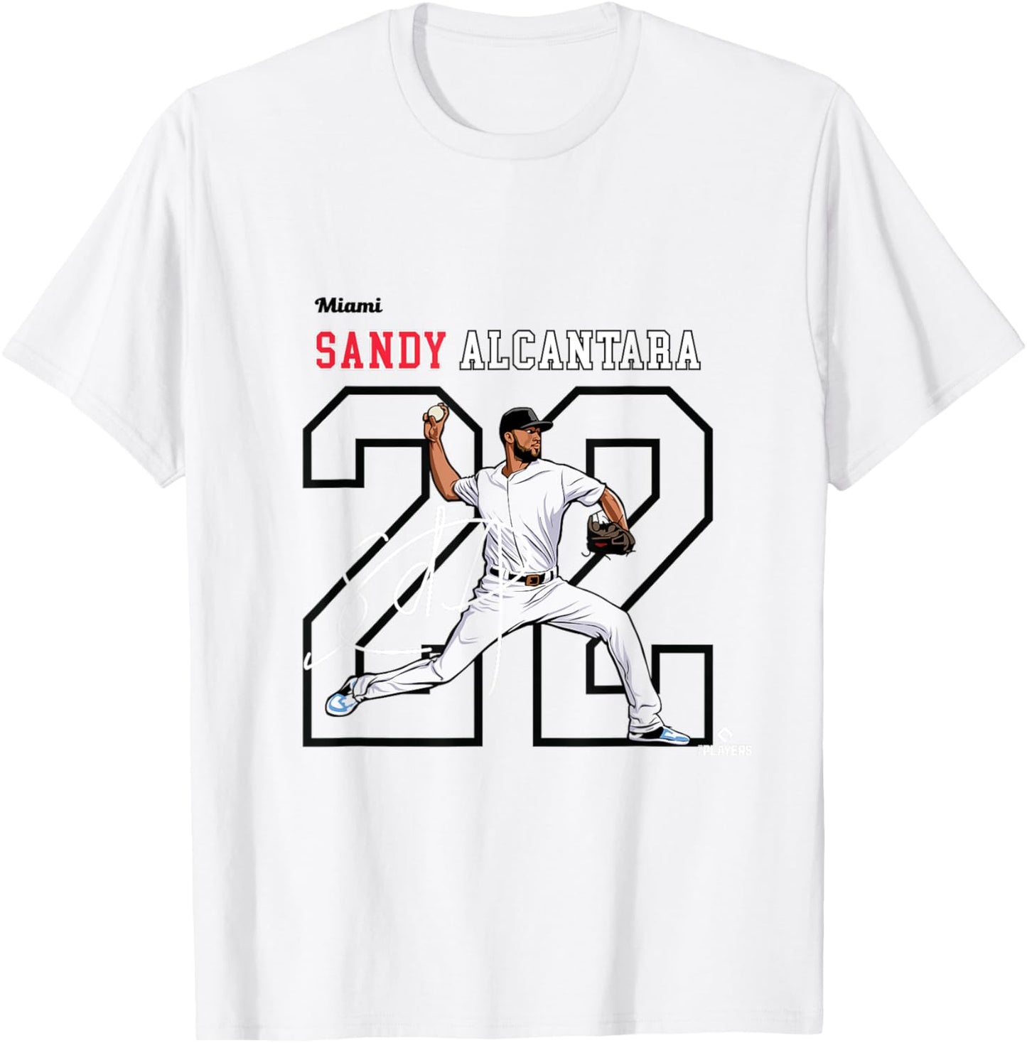 Sandy Alcantara | Miami Baseball Players | MLBSAL3005 T-Shirt - T-Shirt | White