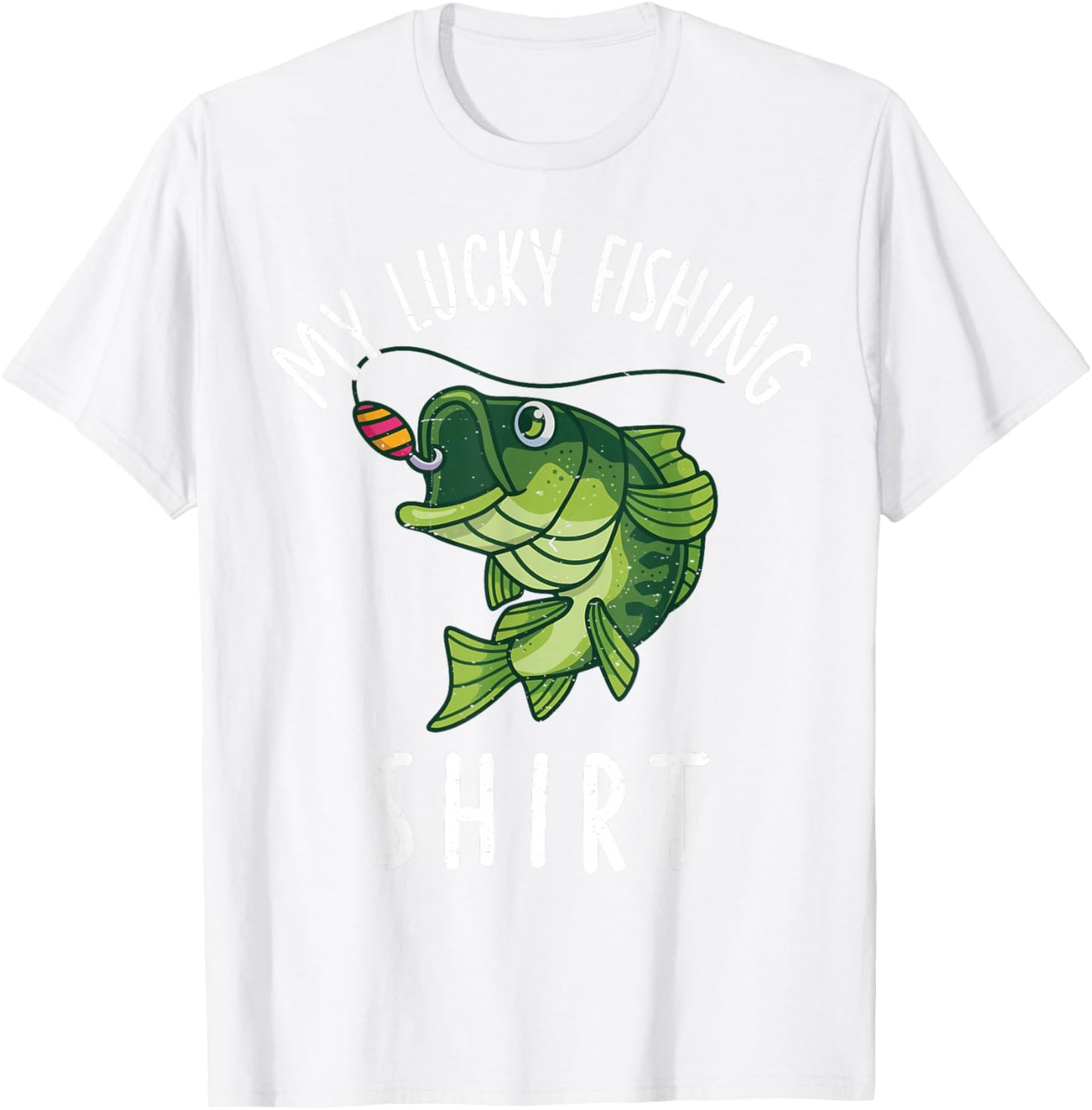 Boys My Lucky Fishing-Shirt Youth Bass Fish Funny Fisherman T-Shirt - T-Shirt | White