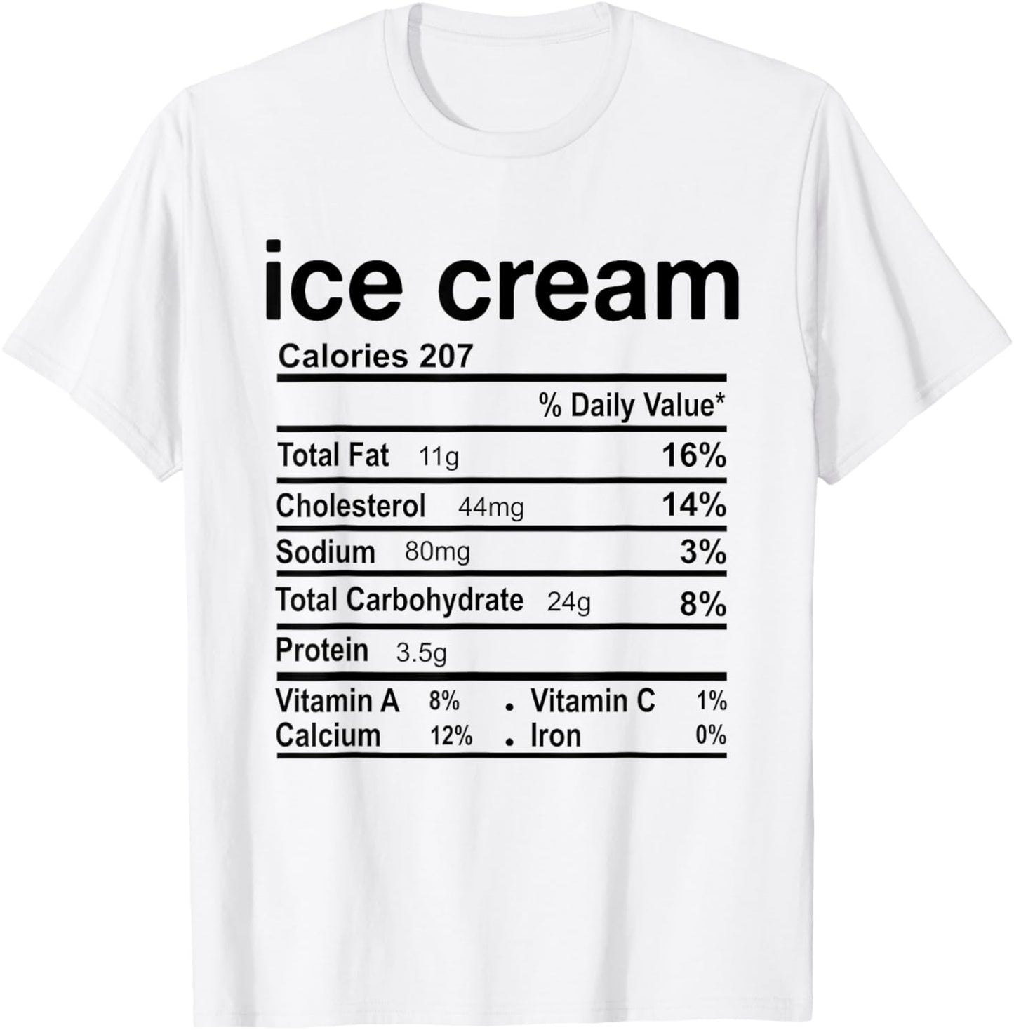 Thanksgiving Ice Cream Nutrition Facts Christmas Food Funny T-Shirt - T-Shirt | White