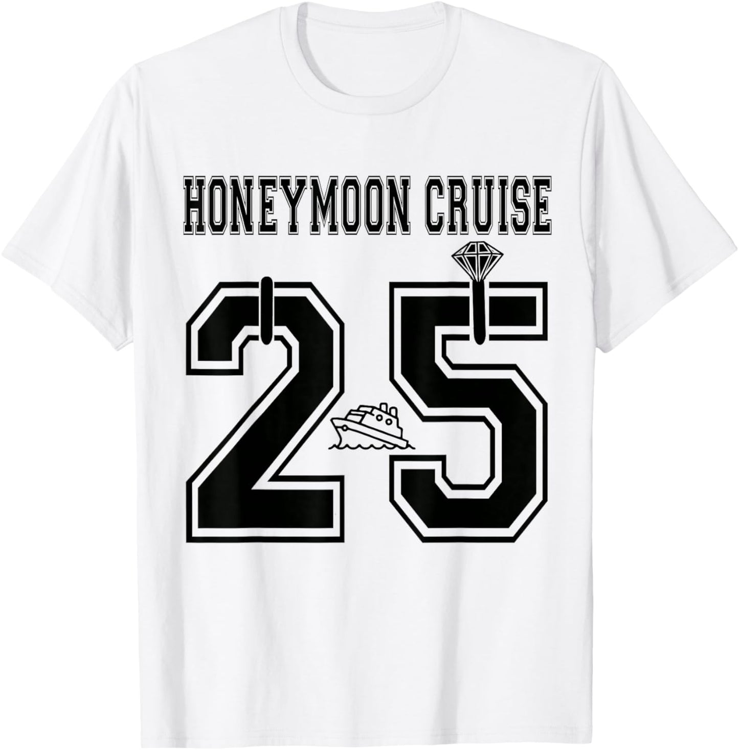 2025 Just Married Honeymoon Cruise Newlyweds Wife Husband T-Shirt - T-Shirt | White