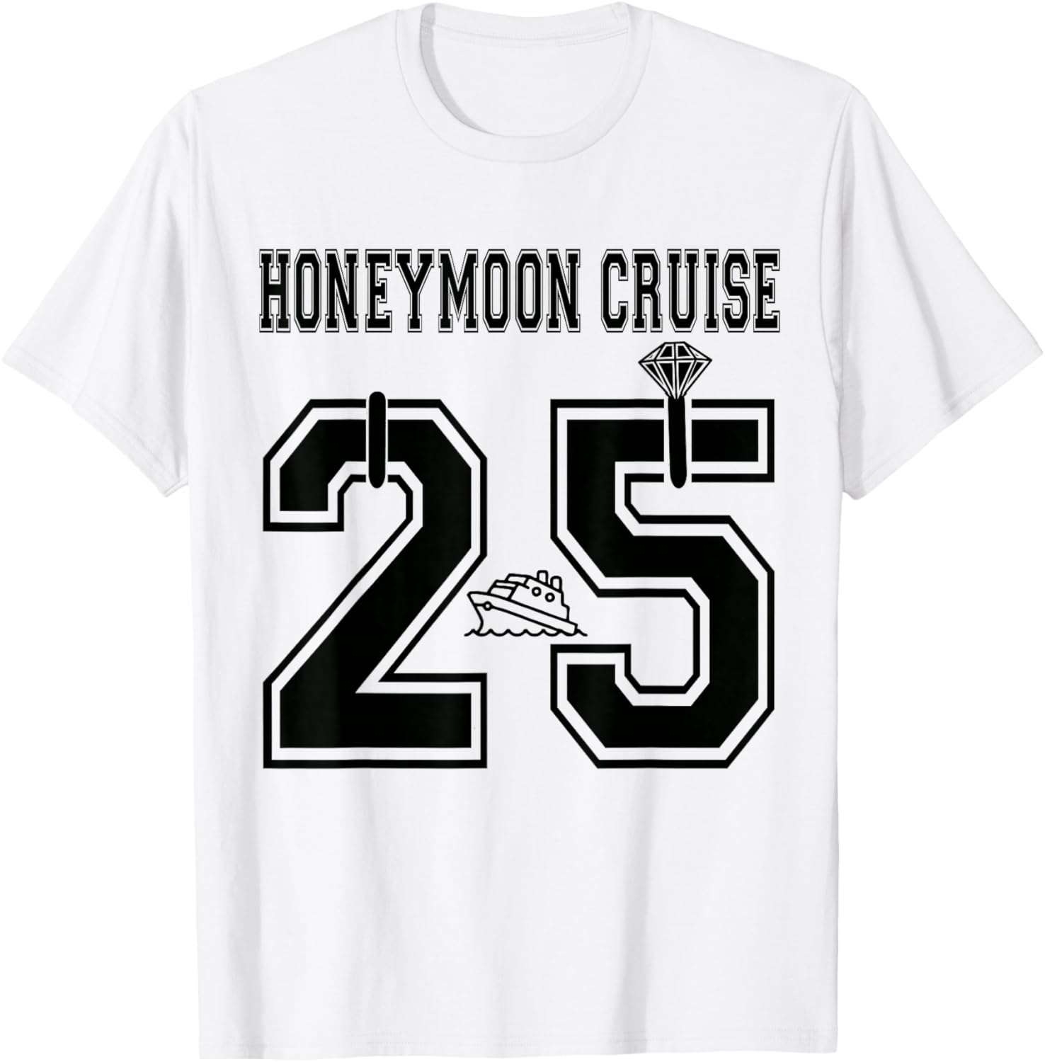 2025 Just Married Honeymoon Cruise Newlyweds Wife Husband T-Shirt - T-Shirt | White
