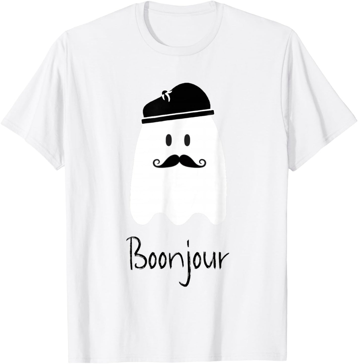 Funny French Teacher Halloween Bonjour Ghost T-Shirt - T-Shirt | White