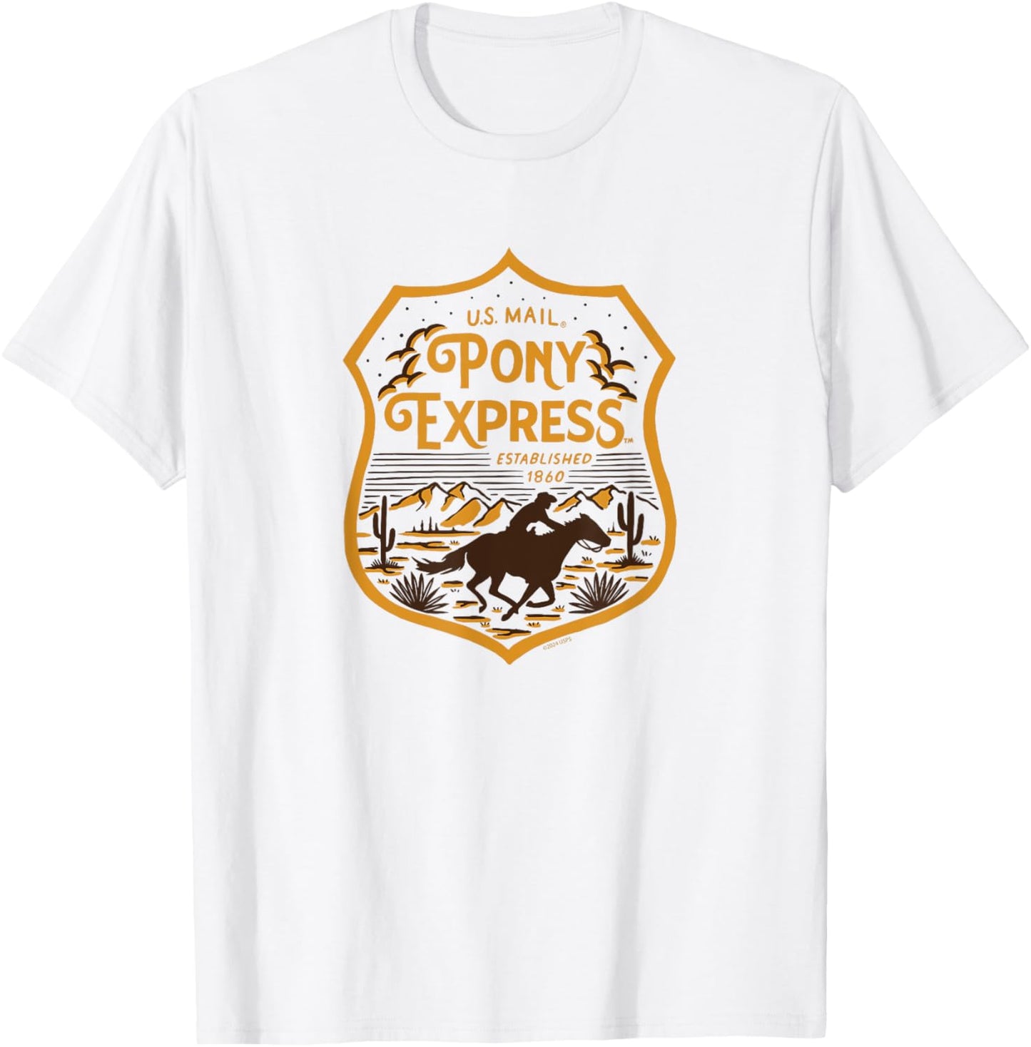 USPS - Pony Express U.S. Mail Desert Ride Badge T-Shirt - T-Shirt | White