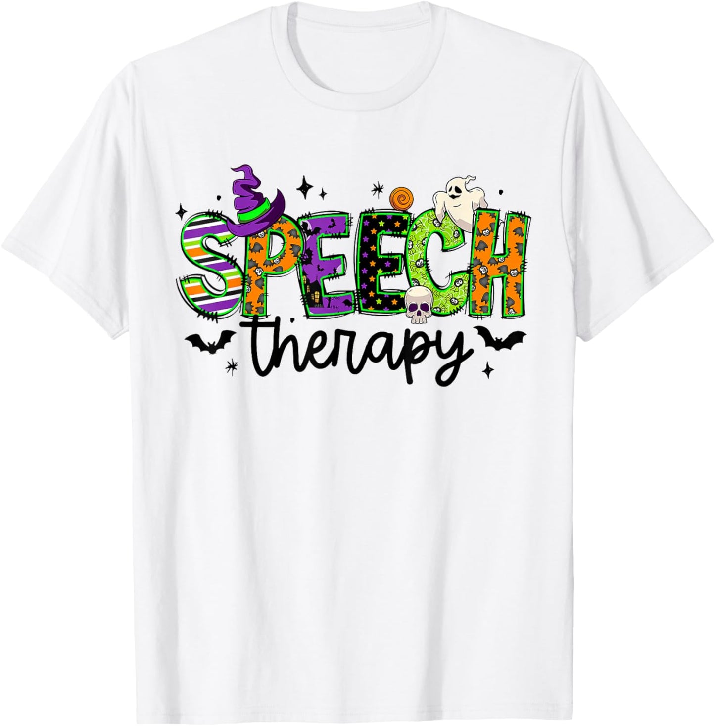 Halloween Speech Therapy Groovy Speech Language Pathologist T-Shirt - T-Shirt | White