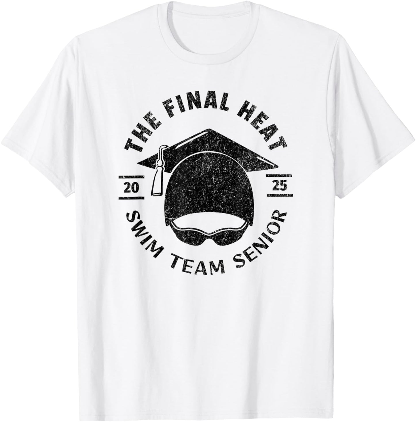 Swim Senior 2025 Graduation Cap T-Shirt - T-Shirt | White