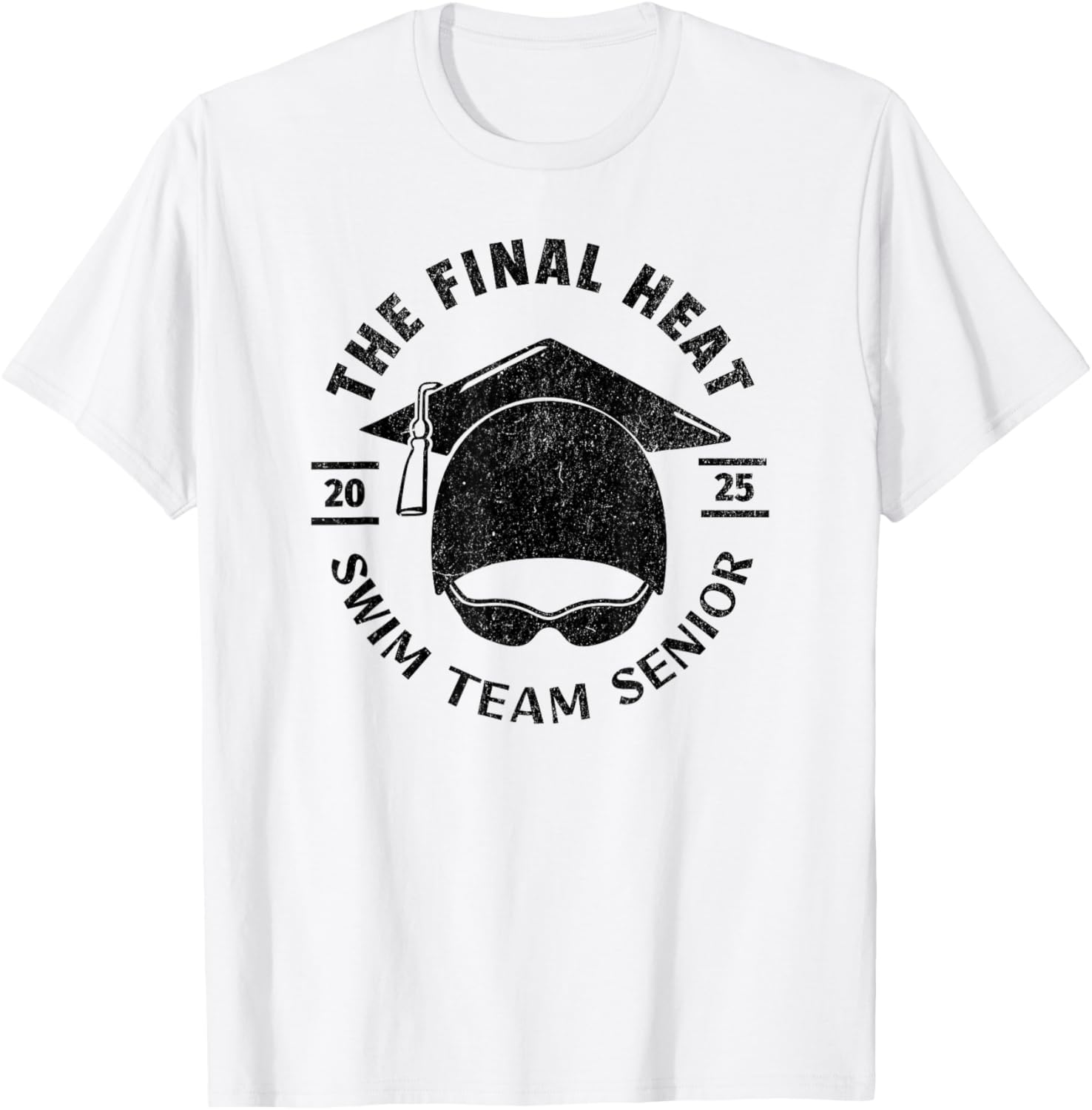 Swim Senior 2025 Graduation Cap T-Shirt - T-Shirt | White