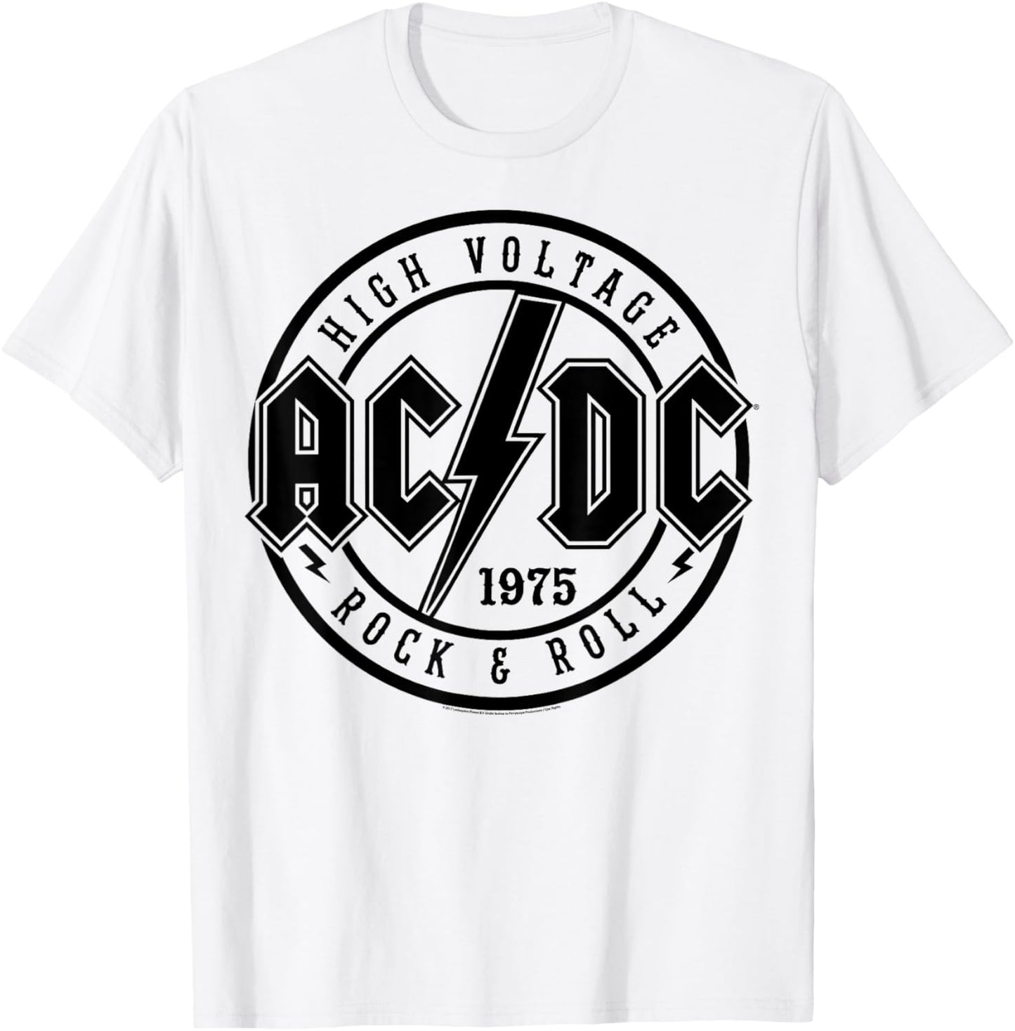 AC/DC Classic White Cotton - Rock & Roll, Adult, Short Sleeve T-Shirt - T-Shirt | White
