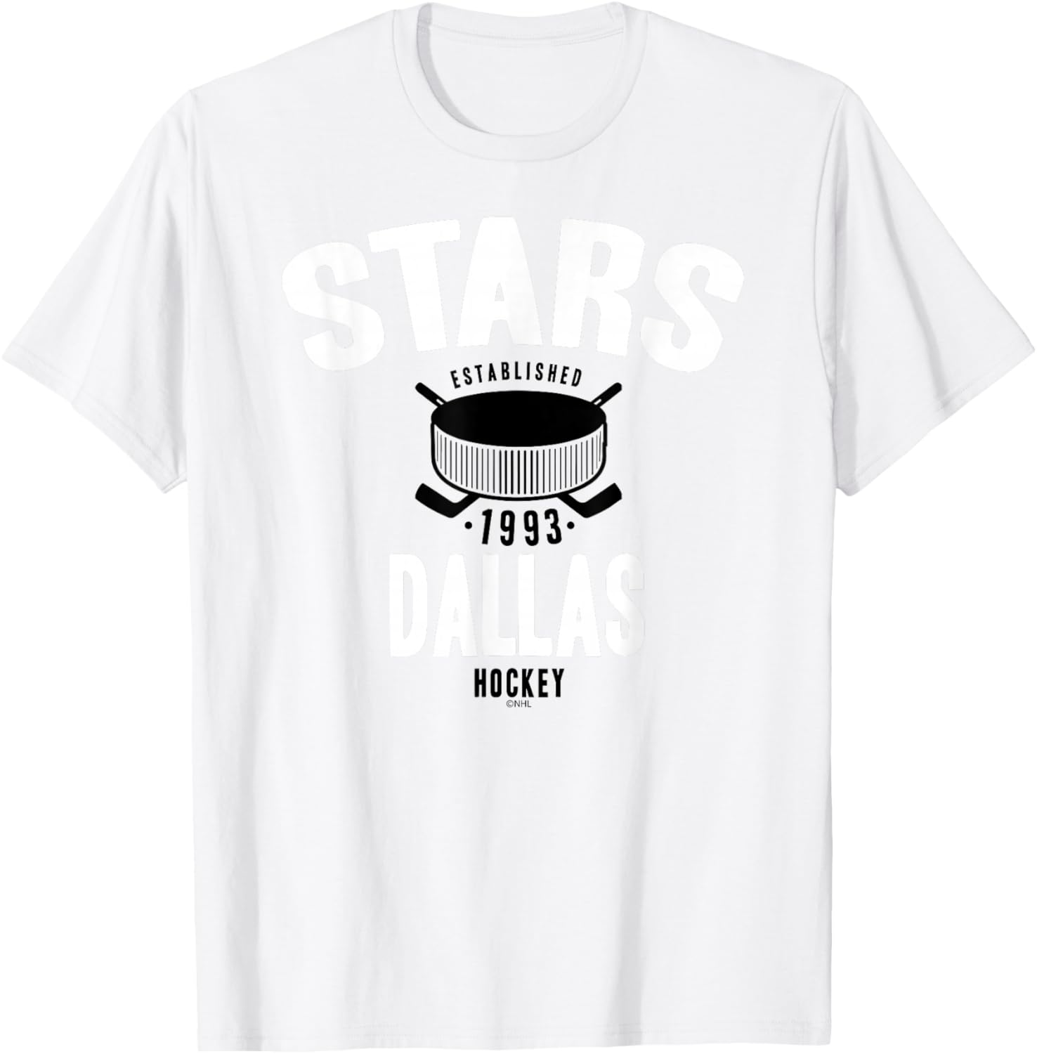 Dallas Stars Hockey Puck Green Officially Licensed T-Shirt - T-Shirt | White