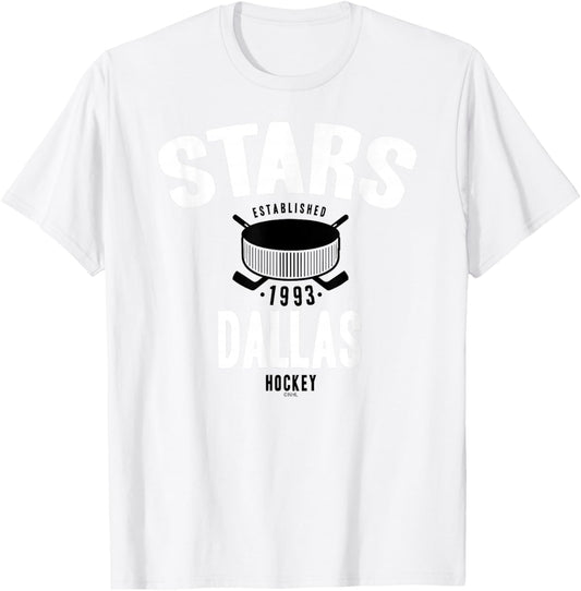 Dallas Stars Hockey Puck Green Officially Licensed T-Shirt - T-Shirt | White
