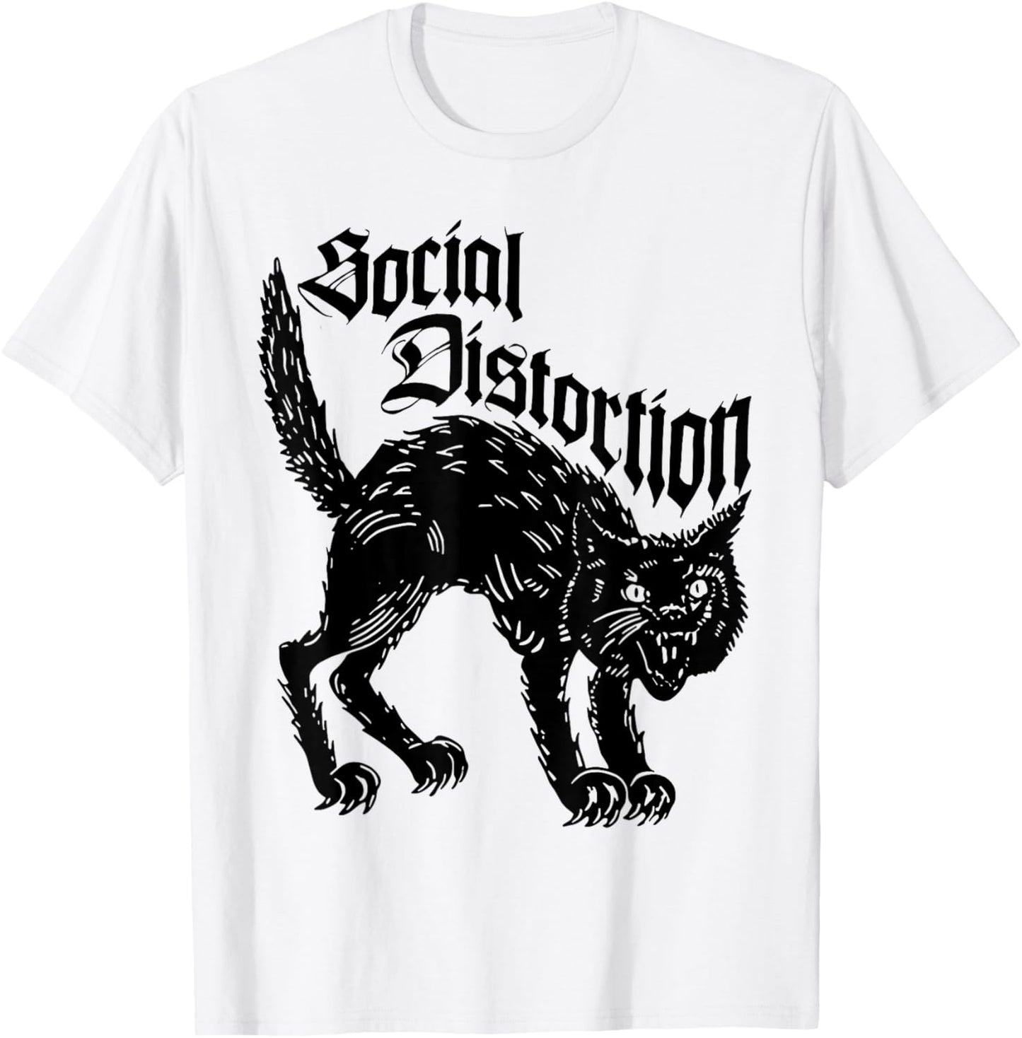 Social Distortions Black Cat Meow T-Shirt - T-Shirt | White