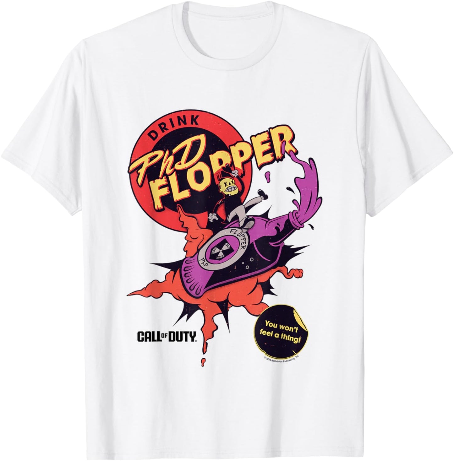Call Of Duty Drink PhD Flopper You Won't Feel A Thing! Logo T-Shirt - T-Shirt | White