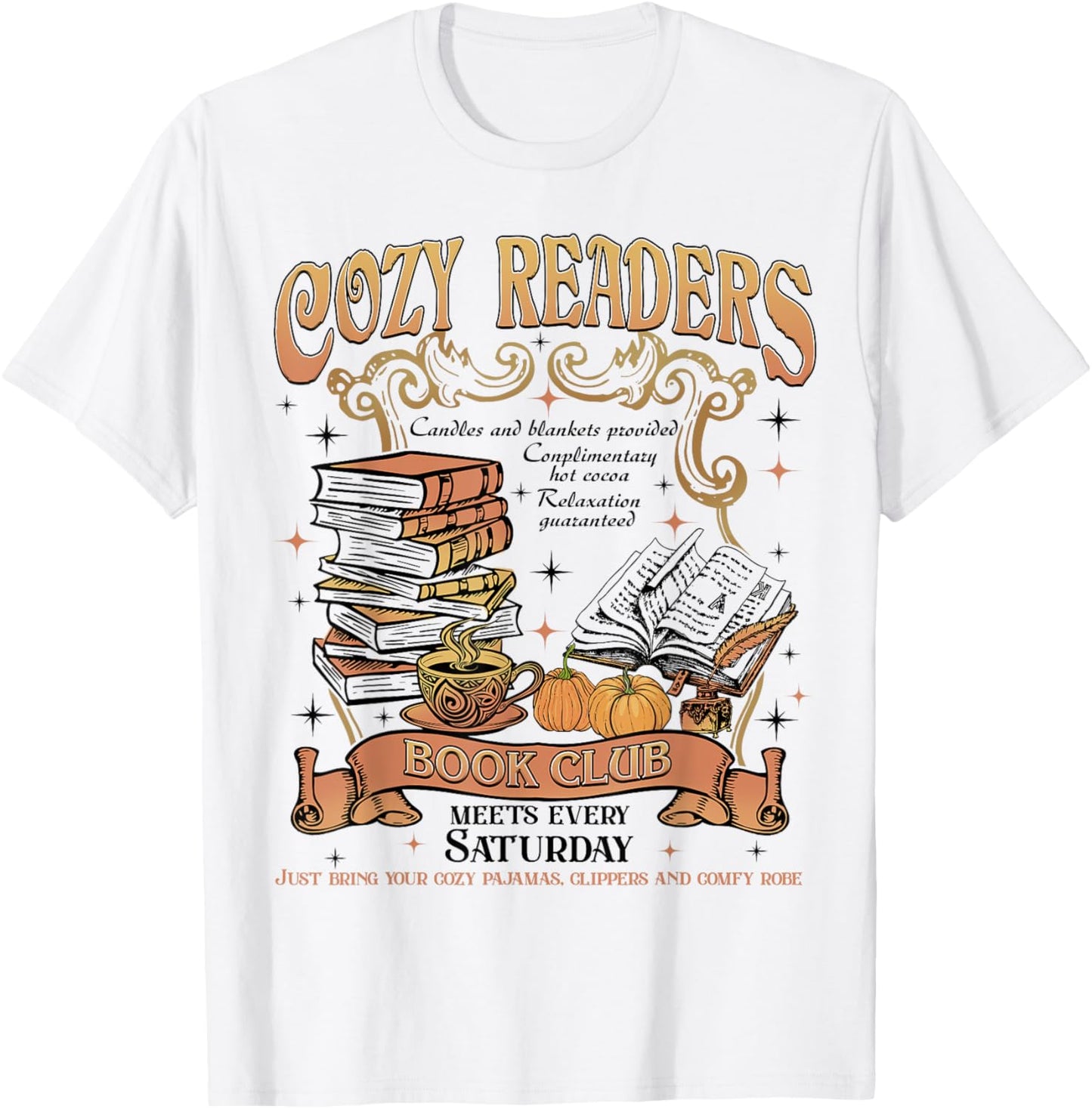 Autumn Cozy Readers Book Club Coffee and Book Lover Women T-Shirt - T-Shirt | White