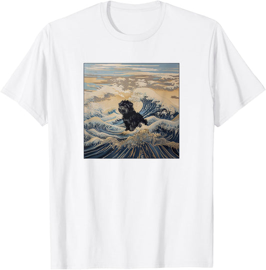 Affenpinscher Dog Mom Dad Kanagawa Art Beach T-Shirt - T-Shirt | White