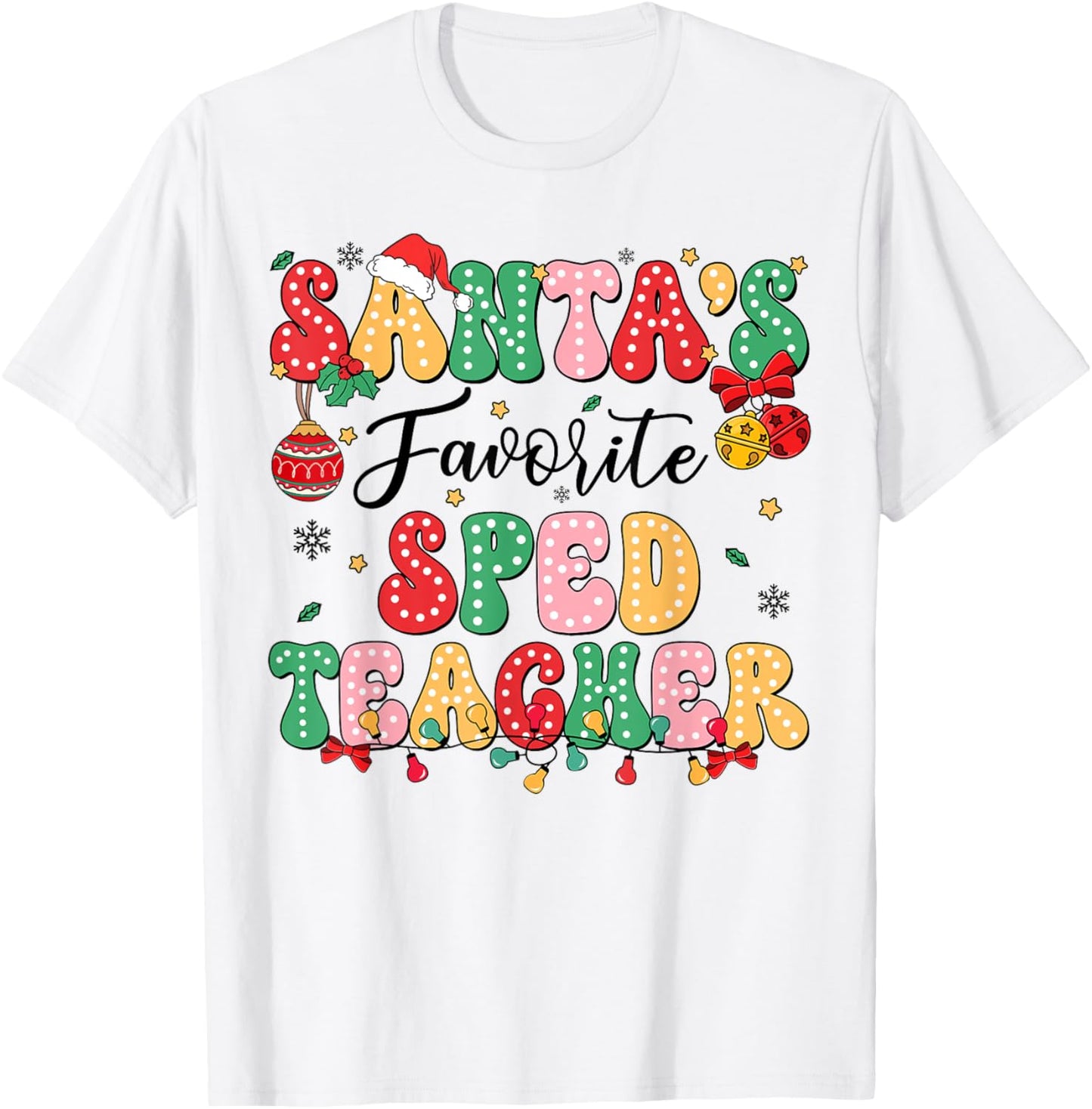 Santa's Favorite SPED Teacher Retro Matching Christmas Group T-Shirt - T-Shirt | White