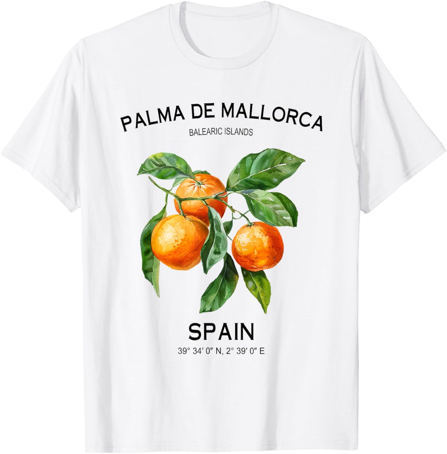 Palma de Mallorca Balearic Islands Oranges Spanish Art Spain T-Shirt - T-Shirt | White
