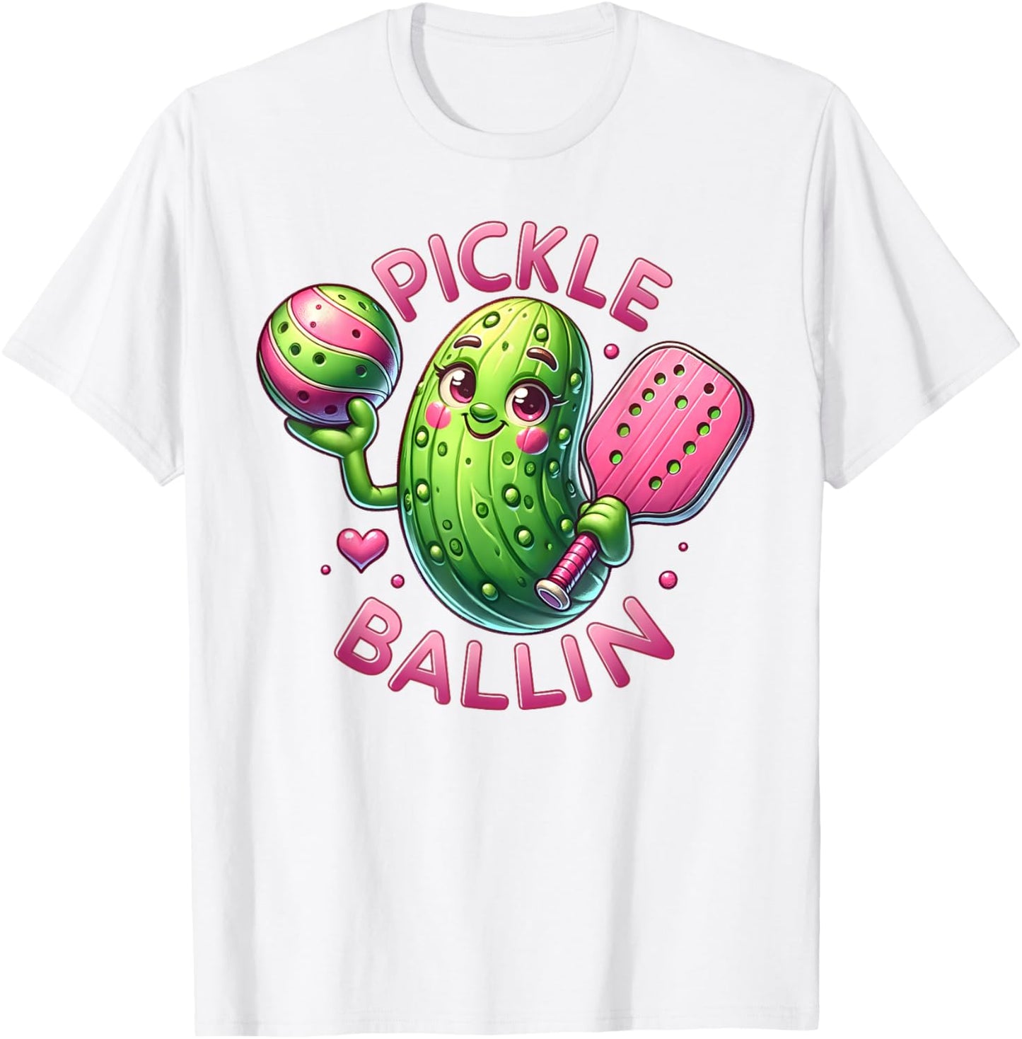 Pickle Ballin Cute Pickleball Women Girls Pickleball Lovers T-Shirt - T-Shirt | White