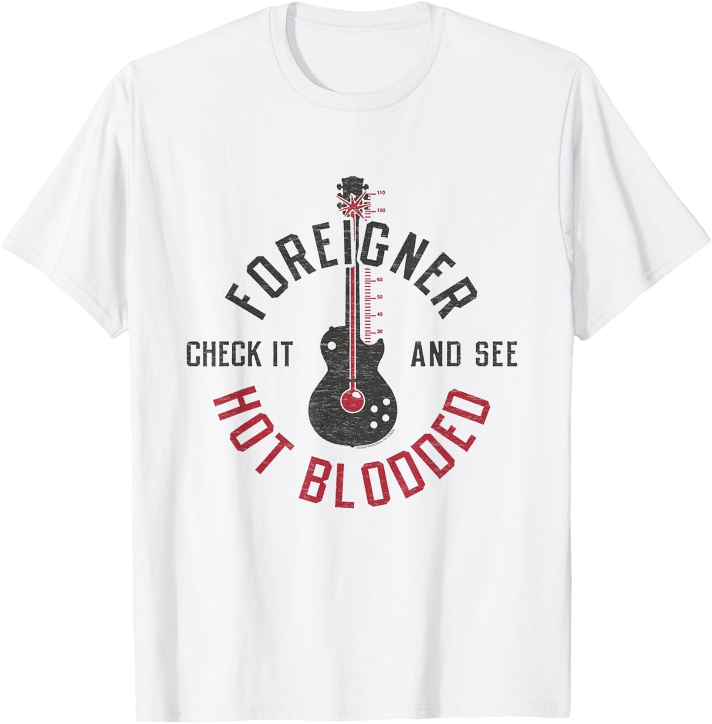 Foreigner Hot Blooded Guitar Thermometer Classic Rock Band T-Shirt - T-Shirt | White