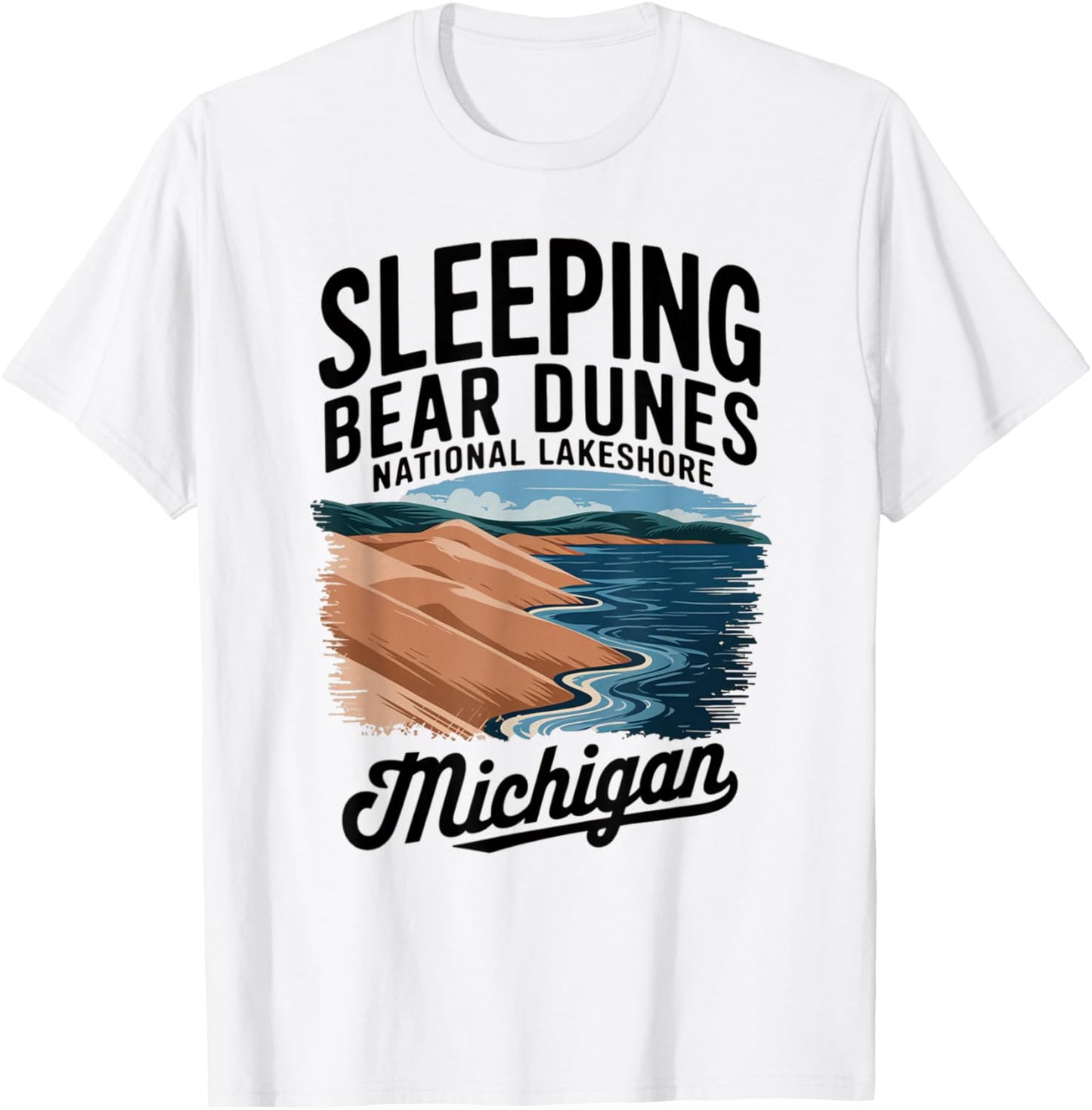 Explore Michigan's Iconic Sleeping Bear Dunes T-Shirt - T-Shirt | White