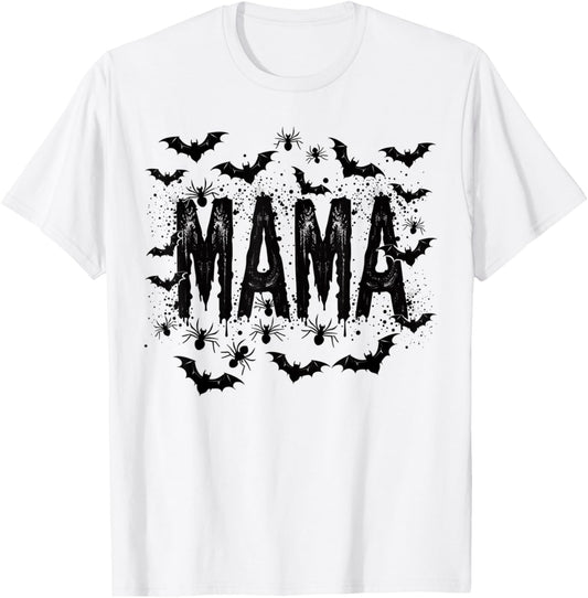 Scary Funny Halloween Mom Bats Spiders Mother Halloween Mama T-Shirt - T-Shirt | White