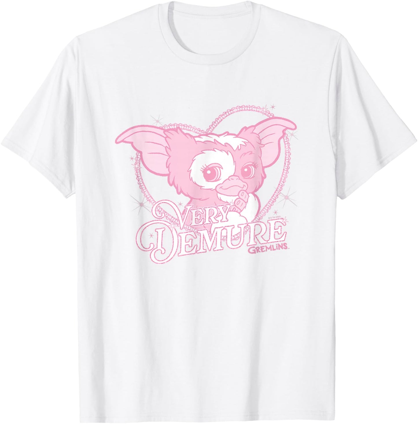 Gremlins Very Demure Cute Retro Heart Shape Big Chest Logo T-Shirt - T-Shirt | White