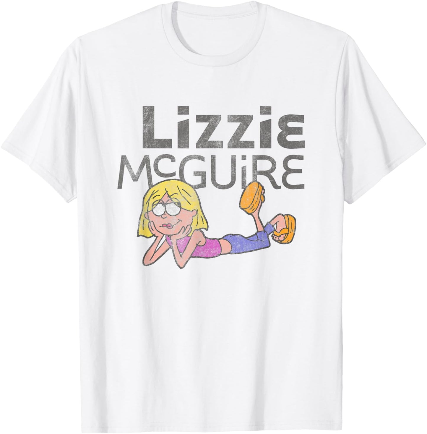 Disney Lizzy McGuire Iconic Toon Distressed Big Chest Logo T-Shirt - T-Shirt | White