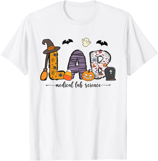 Medical Lab Science Halloween Laboratory Lab Tech Autumn T-Shirt - T-Shirt | White