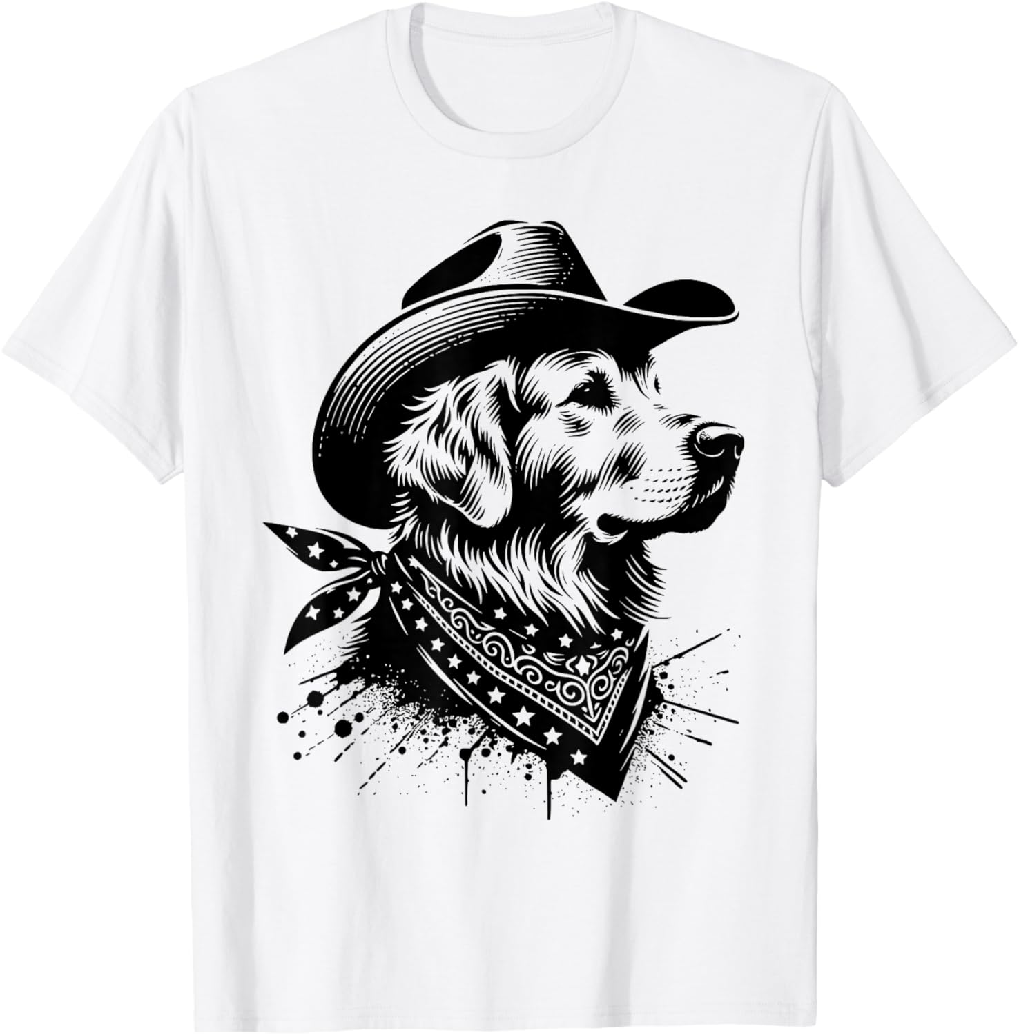 Funny Golden Retriever Cowboy Vintage Western Dog Lover T-Shirt - T-Shirt | White