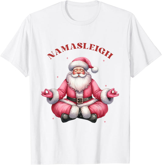 Namasleigh Pink Christmas Yoga Girl Women T-Shirt - T-Shirt | White