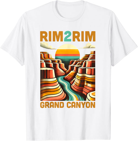 Vintage Rim 2 Rim Grand Canyon Trail Run, R2R2R Run Hiking T-Shirt - T-Shirt | White