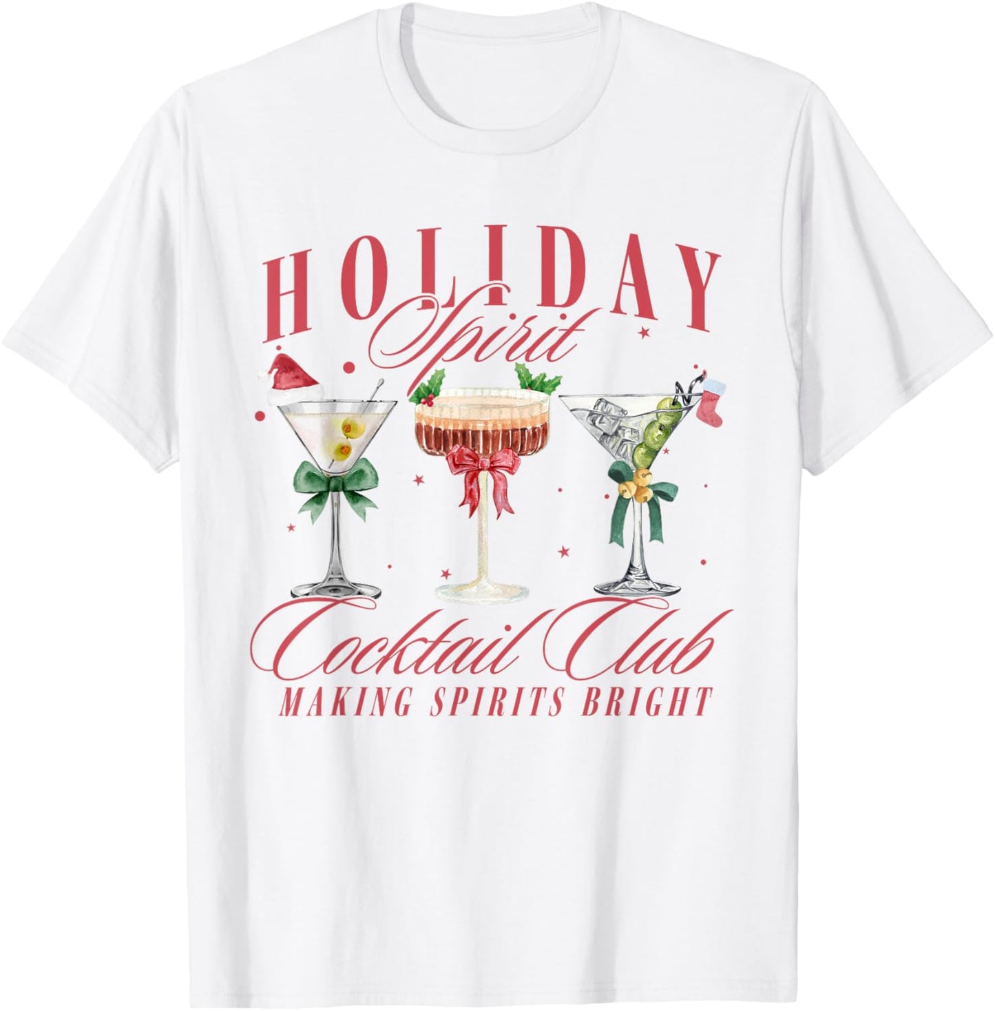 Holiday Spirit Cocktail Club Espresso Martini Christmas T-Shirt - T-Shirt | White