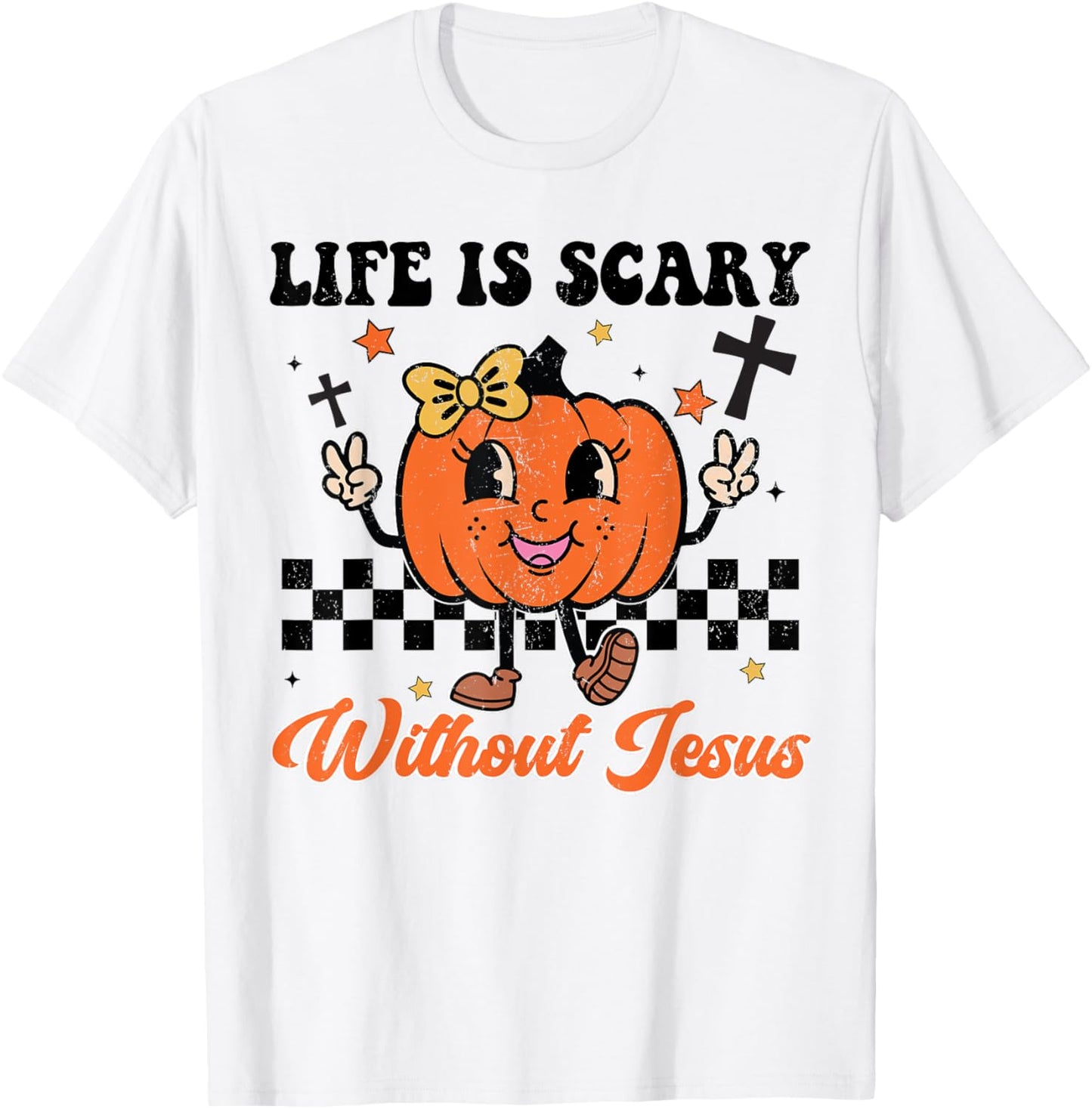 Life Is Scary Without Jesus Girl Toddler Christian Halloween T-Shirt - T-Shirt | White