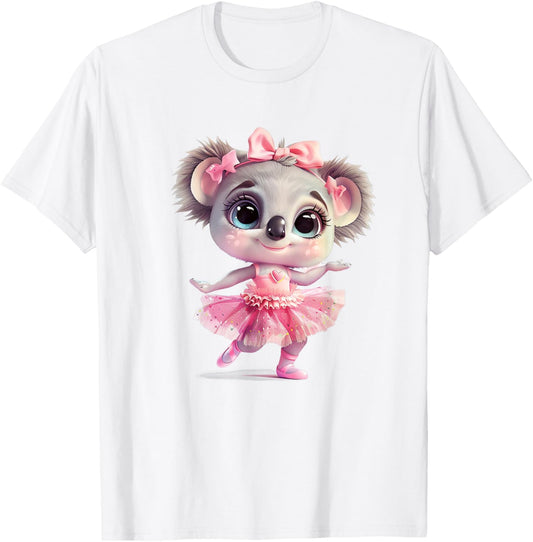 A Cute Koala Dancing Ballet In A Pink Dress T-Shirt - T-Shirt | White