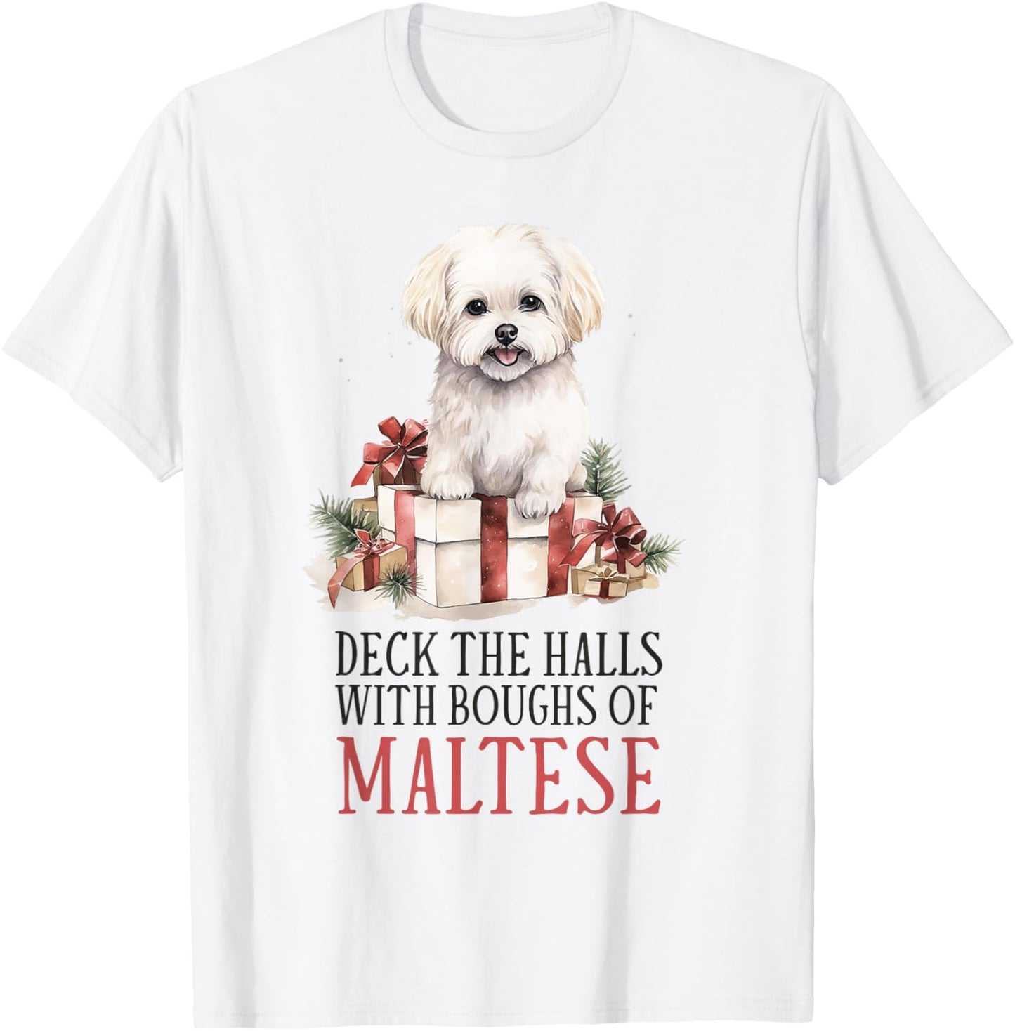 Maltese Dog Lover Christmas Xmas T-Shirt - T-Shirt | White