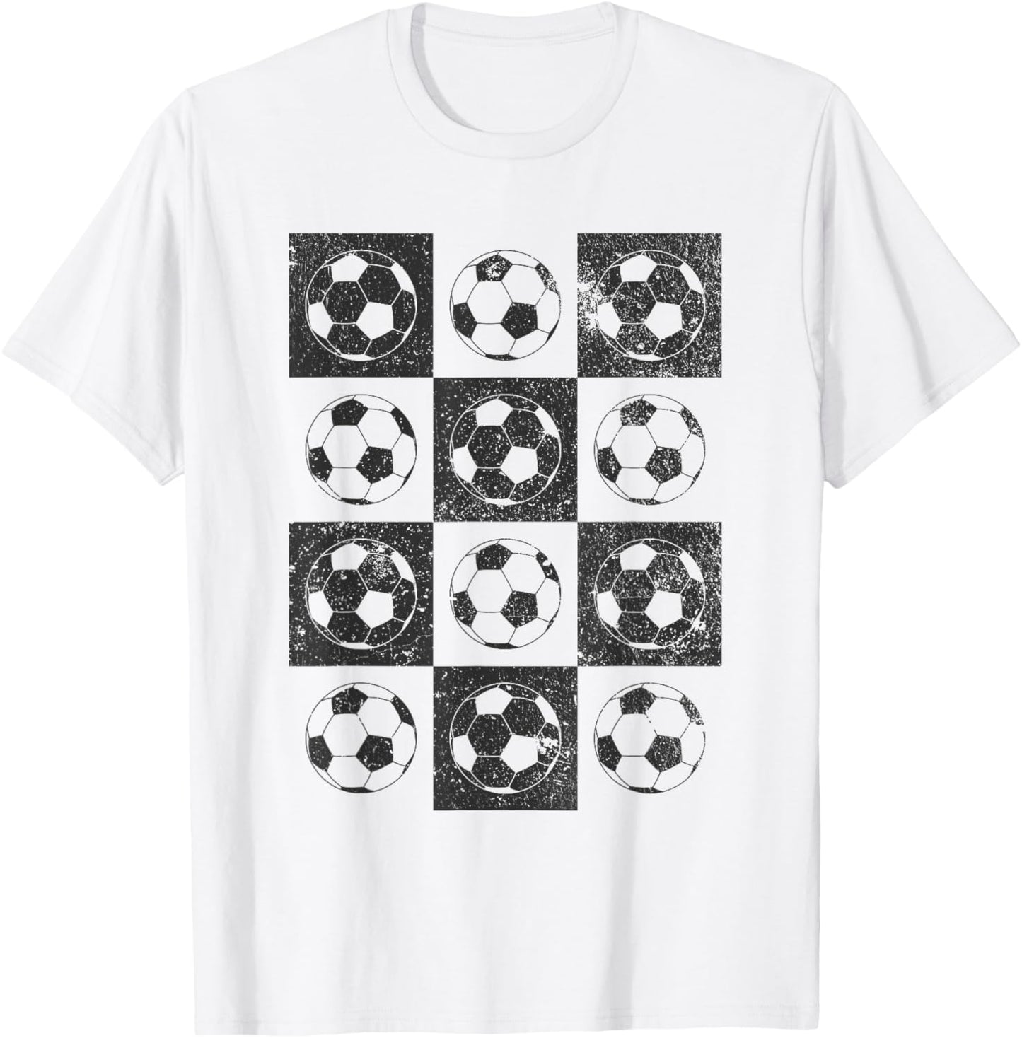 Retro Checkerboard Checkered Soccer Lover T-Shirt - T-Shirt | White