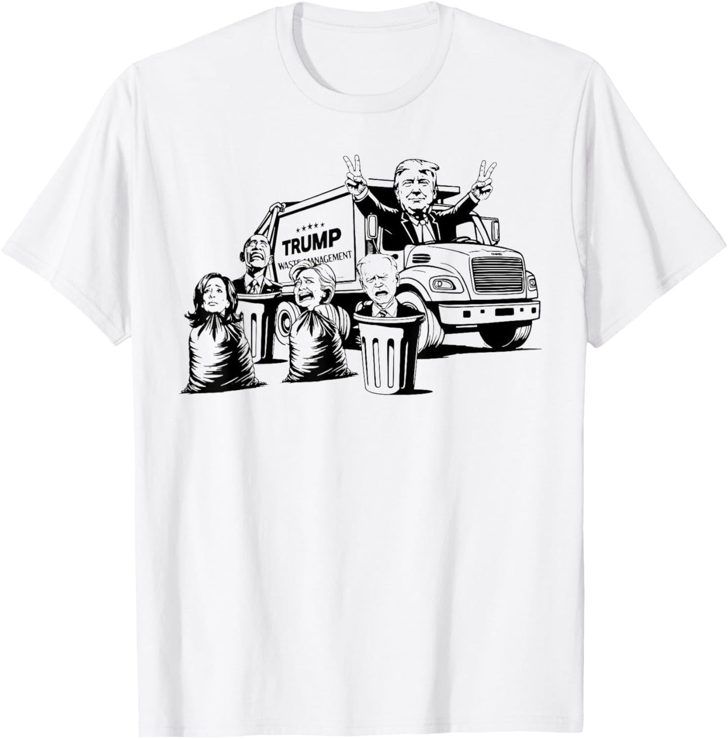 Trump Garbage Truck Kamala Biden Clinton Obama T-Shirt - T-Shirt | White