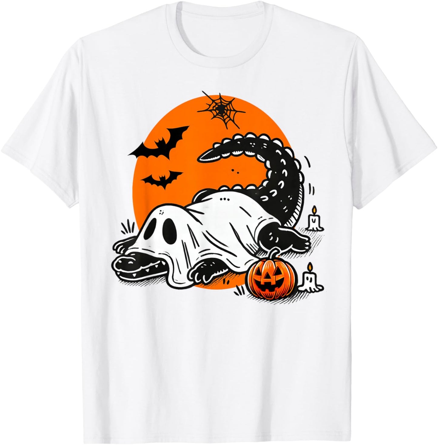 Funny Crocodile Ghost Costume Spooky Halloween Alligator T-Shirt - T-Shirt | White