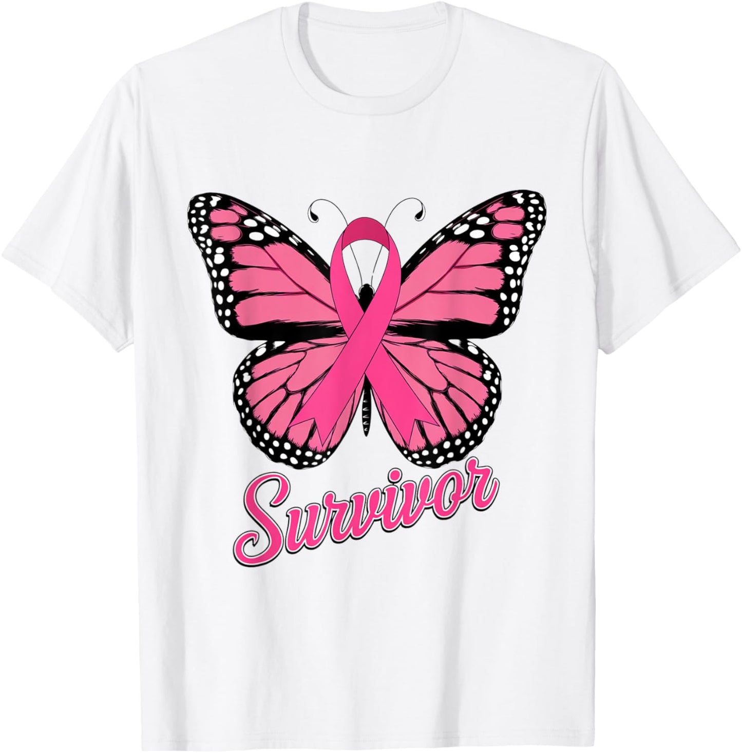 Survivor Pink Ribbon Breast Cancer Awareness T-Shirt - T-Shirt | White